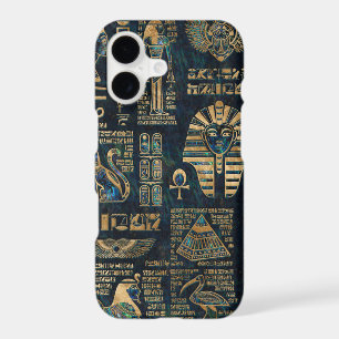 Egyptian hieroglyphs and deities -Abalone and gold iPhone 17 Case