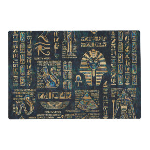 Egyptian hieroglyphs and deities -Abalone and gold Placemat