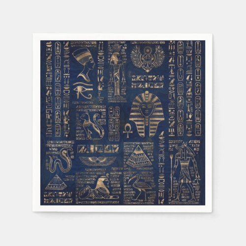 Egyptian hieroglyphs and deities_gold on marble napkins