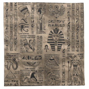 Egyptian hieroglyphs and deities - Luxury Gold Cloth Napkin