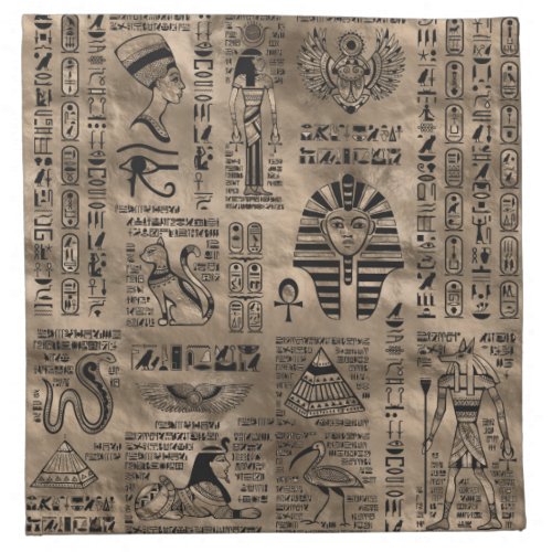 Egyptian hieroglyphs and deities _ Luxury Gold Cloth Napkin