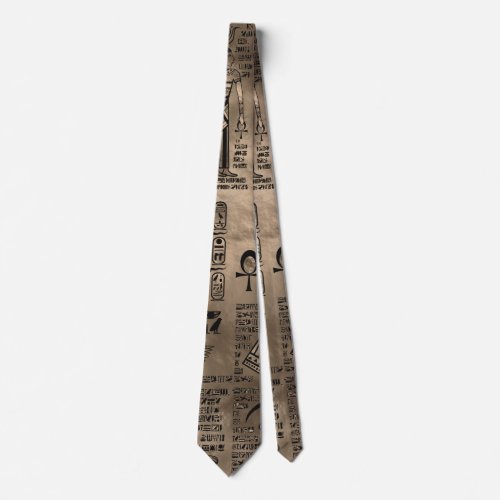 Egyptian hieroglyphs and deities _ Luxury Gold Neck Tie