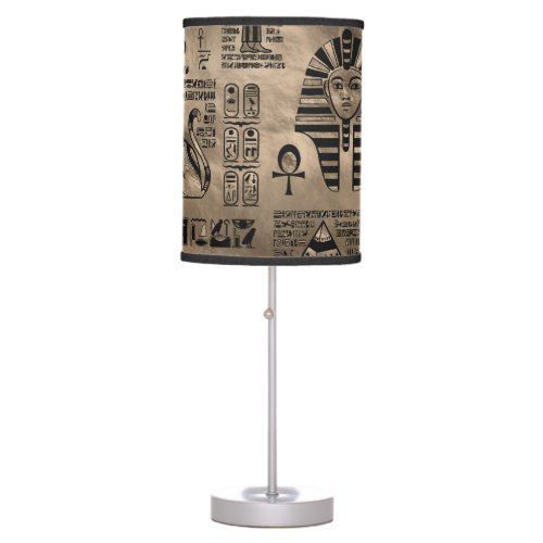 Egyptian hieroglyphs and deities _ Luxury Gold Table Lamp