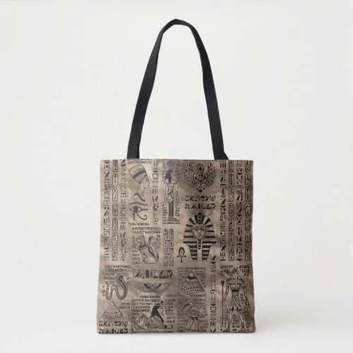 Egyptian hieroglyphs and deities _ Luxury Gold Tote Bag