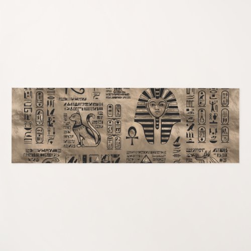 Egyptian hieroglyphs and deities _ Luxury Gold Yoga Mat