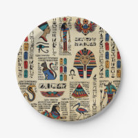 Egyptian hieroglyphs and deities on papyrus