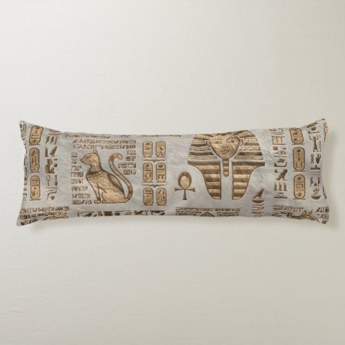 Egyptian hieroglyphs and deities _Vintage Gold Body Pillow