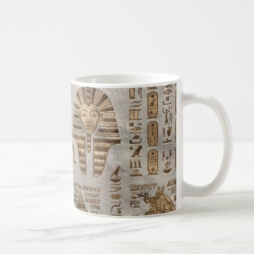 Egyptian hieroglyphs and deities _Vintage Gold Coffee Mug