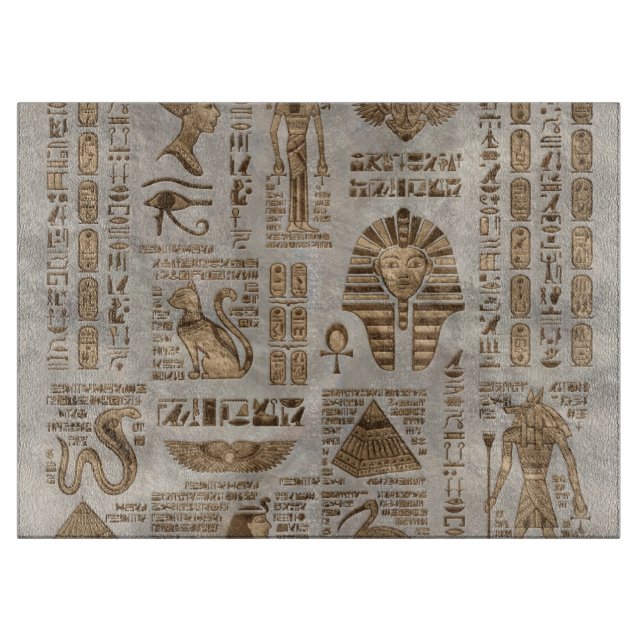 Egyptian hieroglyphs and deities -Vintage Gold Cutting Board (Front)