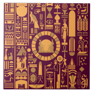 Egyptian Hieroglyphs Ceramic Tile