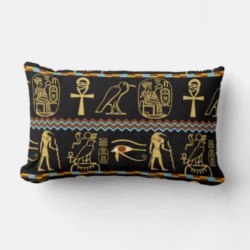Egyptian Hieroglyphs Eye Of Horus Pattern Lumbar Pillow
