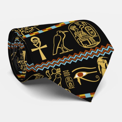 Egyptian Hieroglyphs Eye Of Horus Pattern Neck Tie