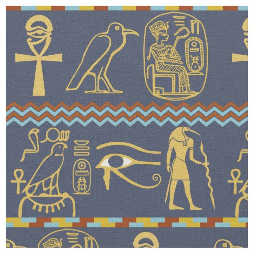 Egyptian Hieroglyphs Eye Of Horus Tile Pattern Fabric