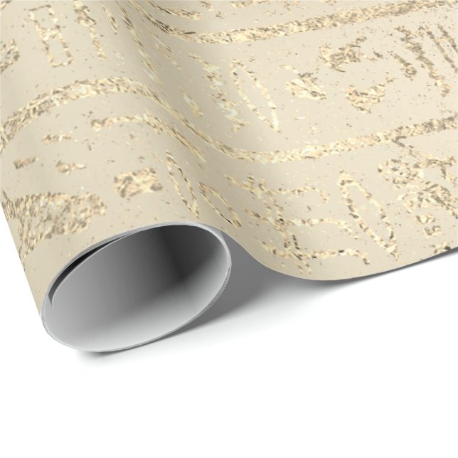Egyptian Hieroglyphs Faux Gold Pastel Sepia Wrapping Paper (Roll Corner)