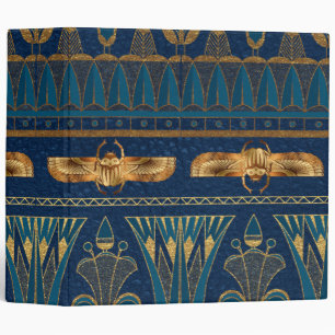 Egyptian Hieroglyphs Gold Beetles Golden Glitter 3 Ring Binder