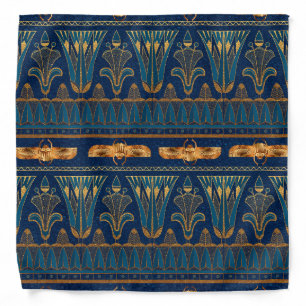 Egyptian Hieroglyphs Gold Beetles Golden Glitter Bandana