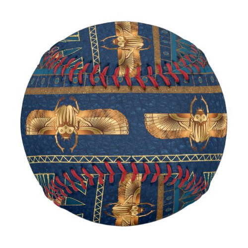 Egyptian Hieroglyphs Gold Beetles Golden Glitter Baseball