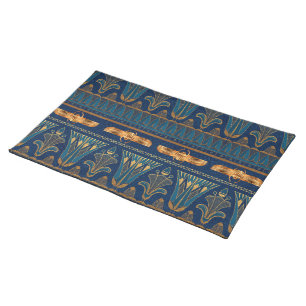 Egyptian Hieroglyphs Gold Beetles Golden Glitter Cloth Placemat