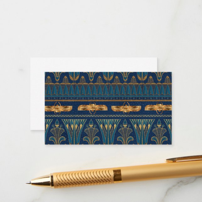 Egyptian Hieroglyphs Gold Beetles Golden Glitter Enclosure Card (Front/Back In Situ)