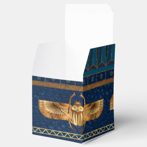 Egyptian Hieroglyphs Gold Beetles Golden Glitter Favor Boxes