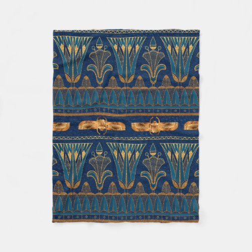 Egyptian Hieroglyphs Gold Beetles Golden Glitter Fleece Blanket