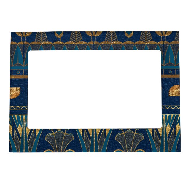 Egyptian Hieroglyphs Gold Beetles Golden Glitter Magnetic Frame (Front)