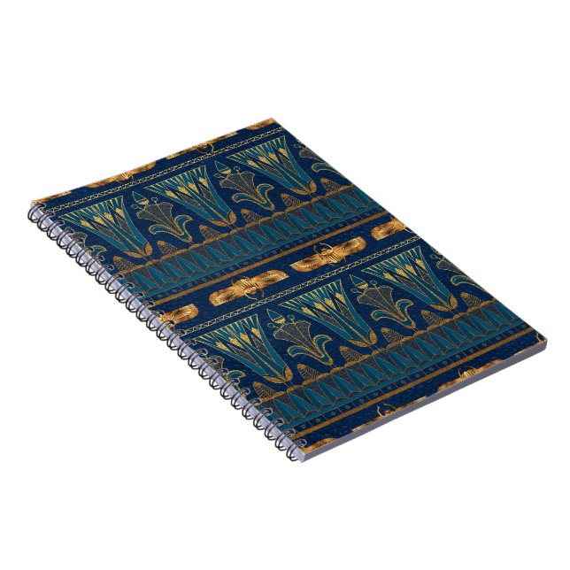 Egyptian Hieroglyphs Gold Beetles Golden Glitter Notebook (Right Side)
