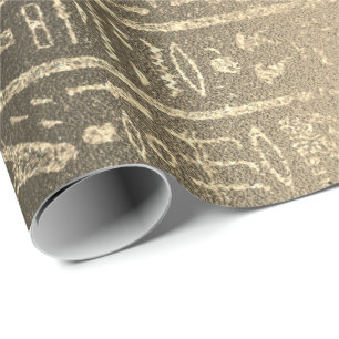 Egyptian Hieroglyphs Gold Faux Sepia Unique Luxury Wrapping Paper