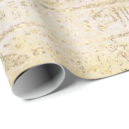 Egyptian Hieroglyphs Gold Foxier Grungy Creamy Wrapping Paper