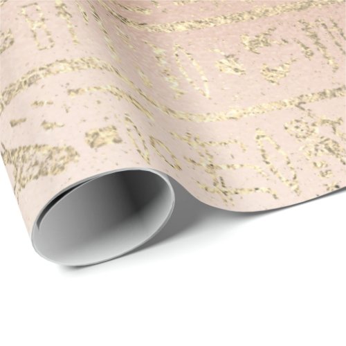 Egyptian Hieroglyphs Gold Foxier Rose Gold Blush Wrapping Paper