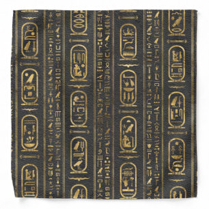 Egyptian hieroglyphs Gold on Leather Bandana
