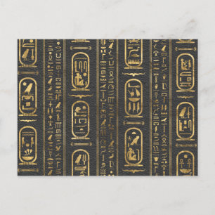 Egyptian hieroglyphs Gold on Leather Postcard