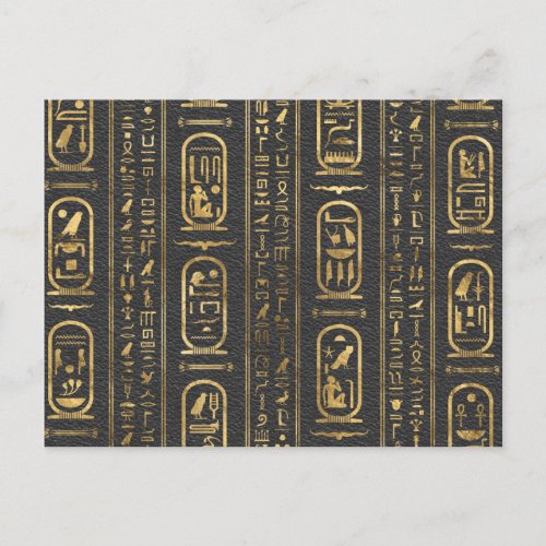 Egyptian hieroglyphs Gold on Leather Postcard