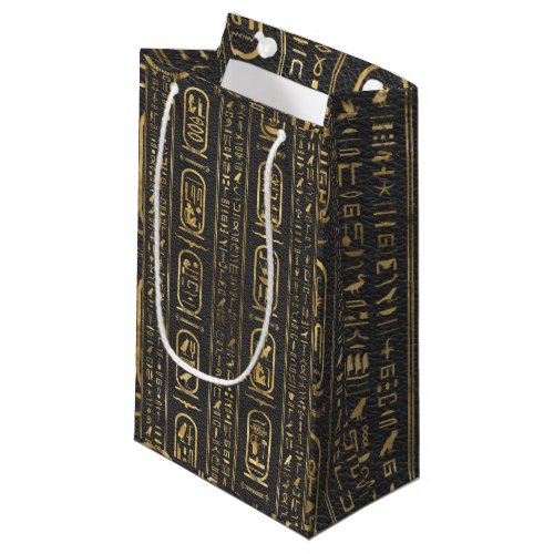 Egyptian hieroglyphs Gold on Leather Small Gift Bag