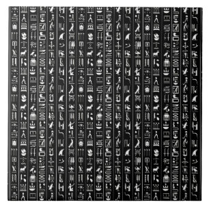 Egyptian Hieroglyphs In White Ceramic Tile