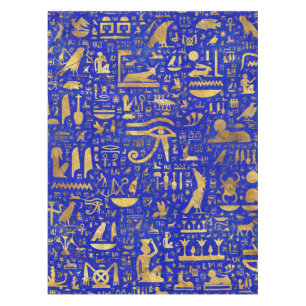 Egyptian hieroglyphs -Lapis Lazuli and Gold Tablecloth