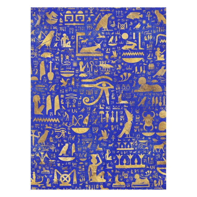 Egyptian hieroglyphs -Lapis Lazuli and Gold Tablecloth (Front)