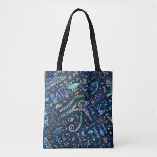 Egyptian hieroglyphs Mixed Texture Abstract Tote Bag