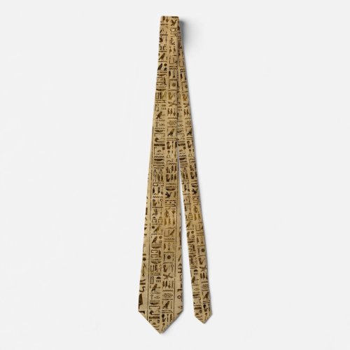 Egyptian hieroglyphs on papyrus neck tie