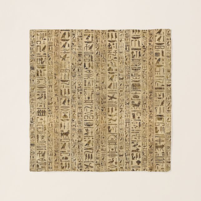 Egyptian hieroglyphs on papyrus scarf (Front)