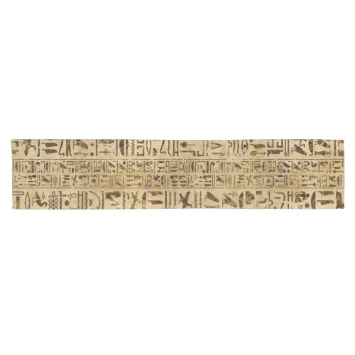 Egyptian hieroglyphs on papyrus short table runner