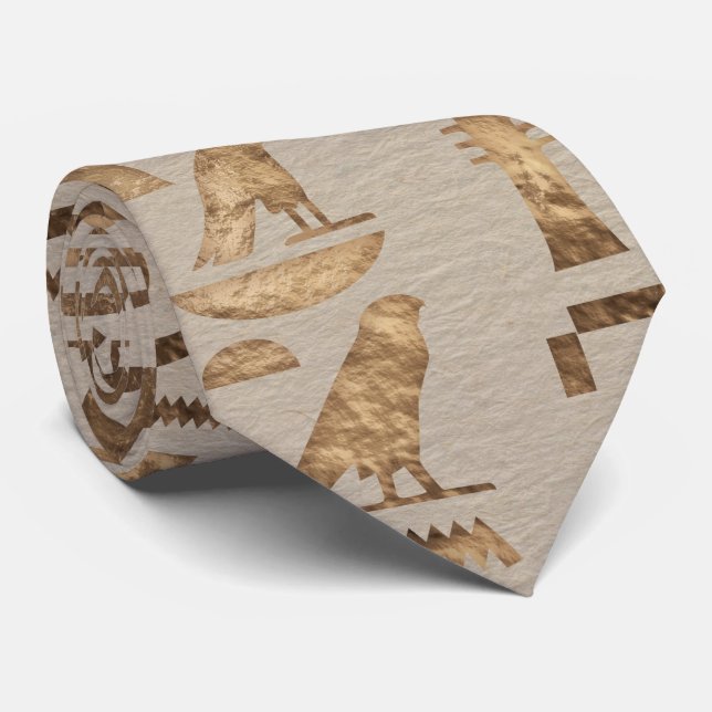 Egyptian hieroglyphs Pastel Gold Neck Tie (Rolled)