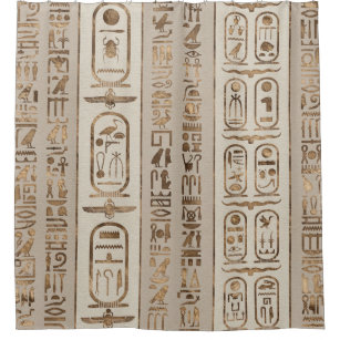 Egyptian hieroglyphs Pastel Gold Shower Curtain