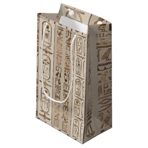 Egyptian hieroglyphs Pastel Gold Small Gift Bag