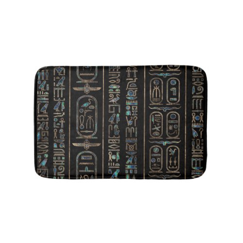 Egyptian hieroglyphs pattern Gold Abalone Bath Mat
