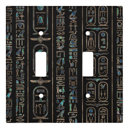 Egyptian hieroglyphs pattern Gold Abalone Light Switch Cover