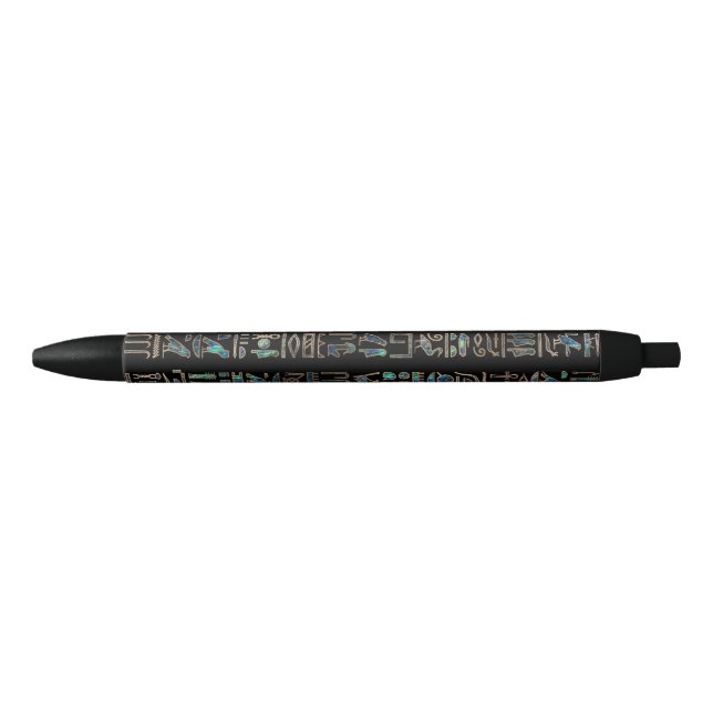 Egyptian hieroglyphs pattern Gold Abalone Pen (Front)