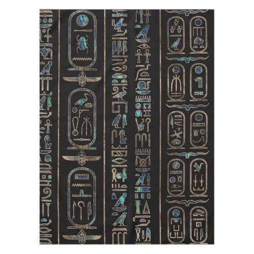 Egyptian hieroglyphs pattern Gold Abalone Tablecloth