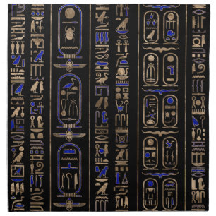 Egyptian hieroglyphs pattern Gold Lapis Lazuli #2 Cloth Napkin