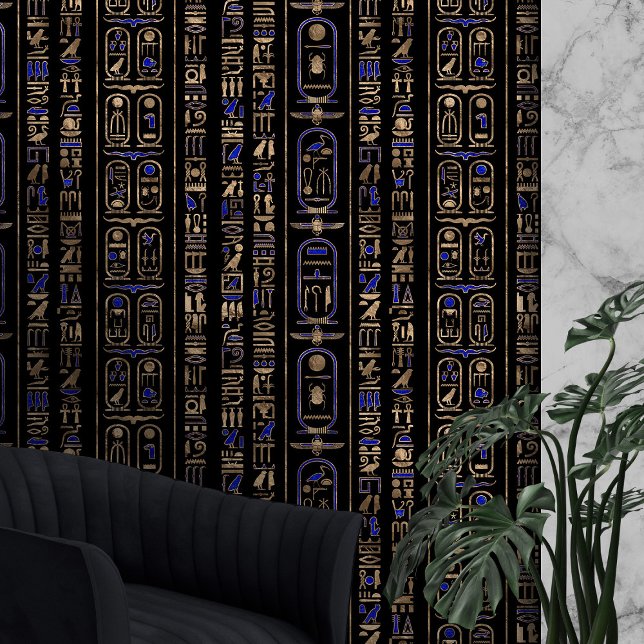 Egyptian hieroglyphs pattern Gold Lapis Lazuli #2 Wallpaper (Creator Uploaded)